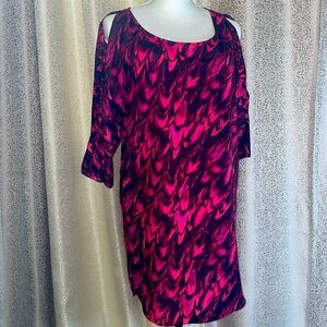 Express Fuchsia and Black Dress with cold shoulders